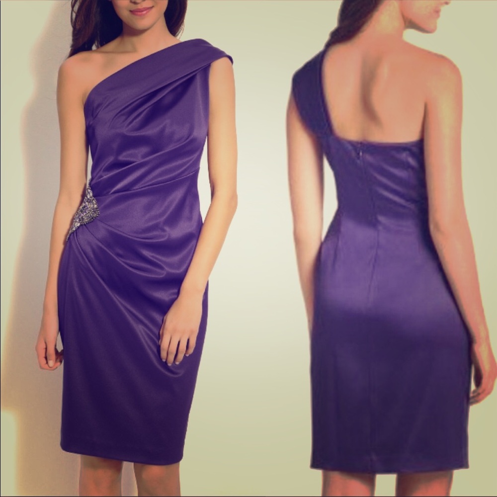 Eliza J One Shoulder Satin Dress